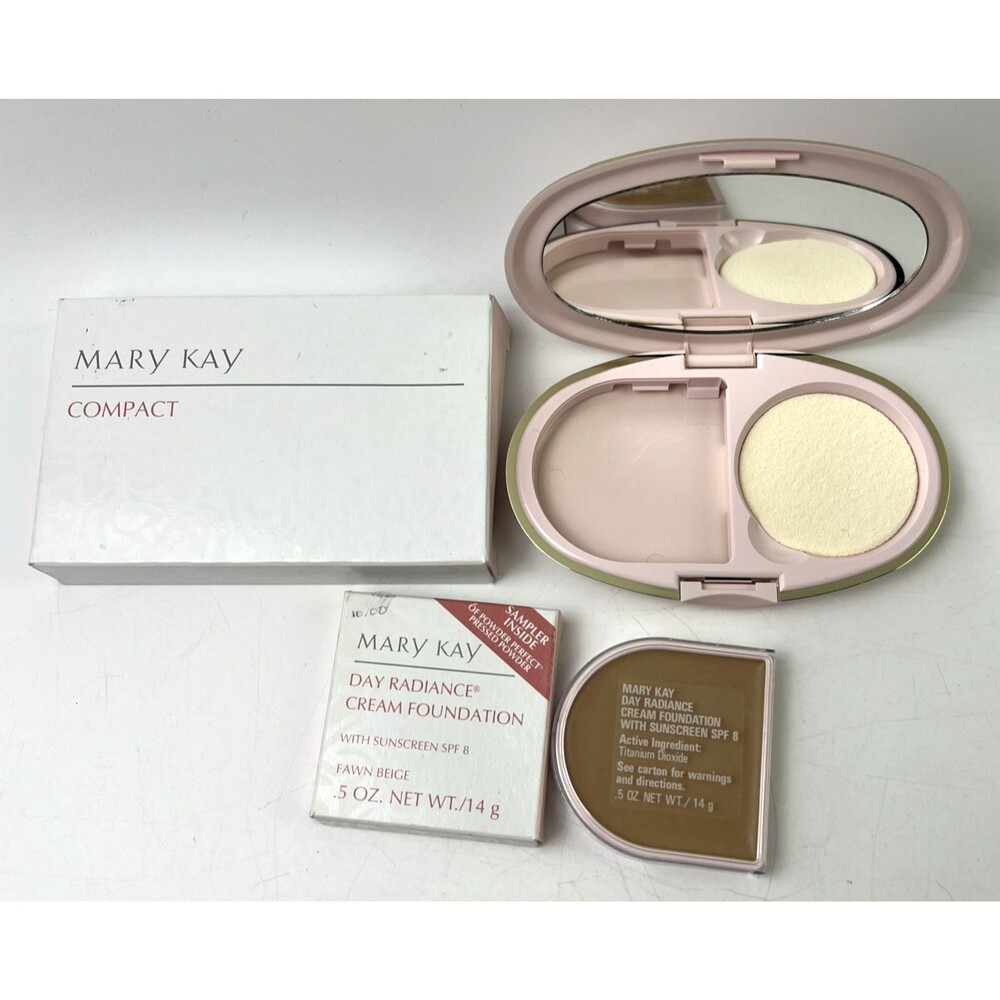 Mary Kay Compact Powder Case With Crème Foundation Fawn Beige 5oz